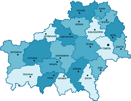 Карта Гомельской области